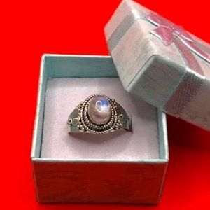 925 Silver Ring with Moon Stone Cabochon
